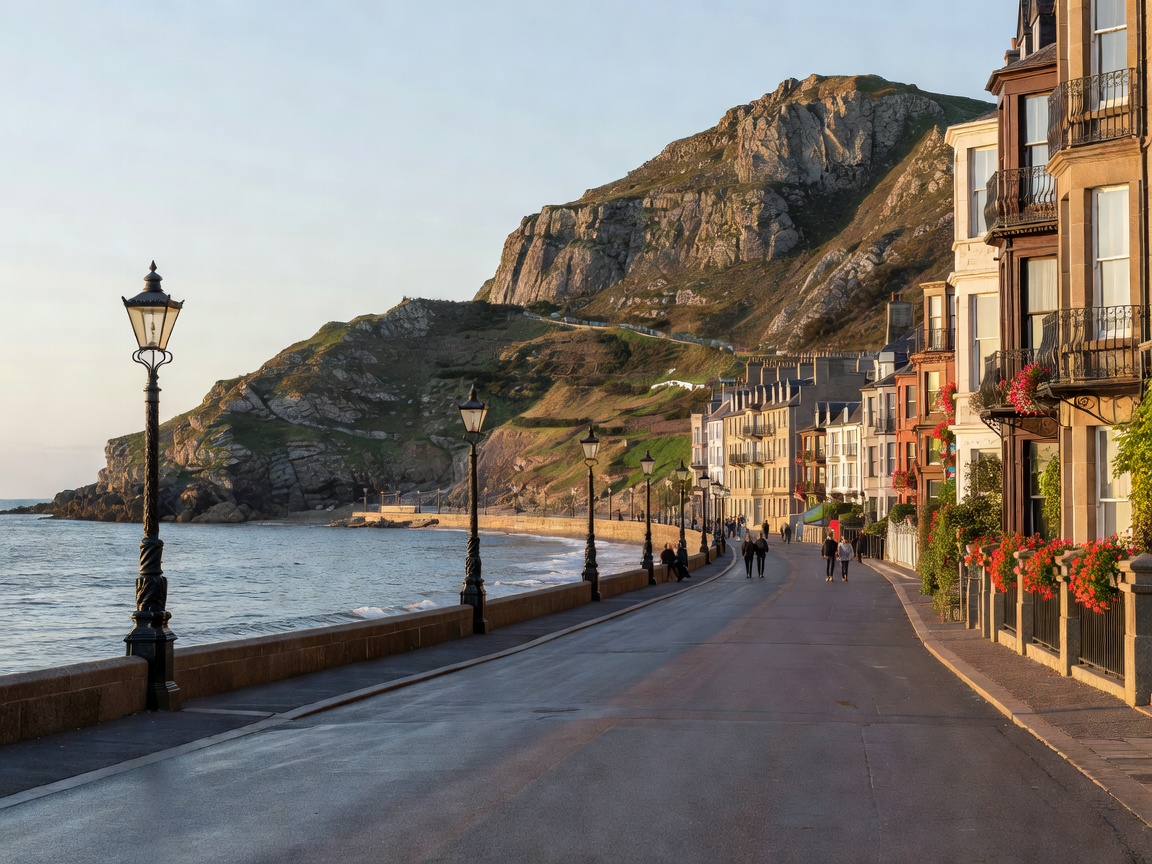 Llandudno promenade sweeping towards the limestone headland of the Great Orme
